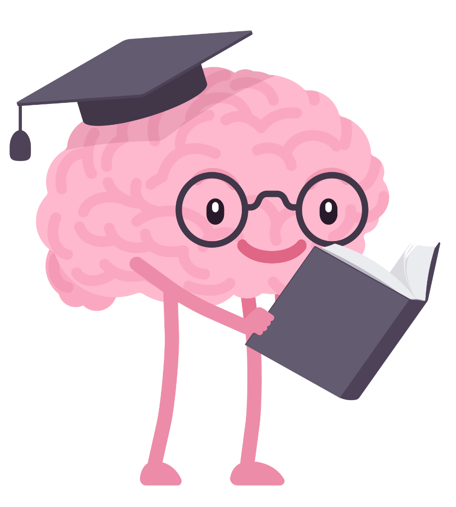 a brain that is studying with a graduation cap on. 