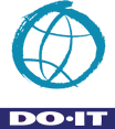White DO IT logo with a simple blue globe.