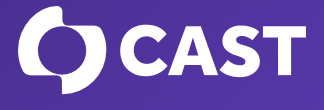 Purple and white CAST company logo.